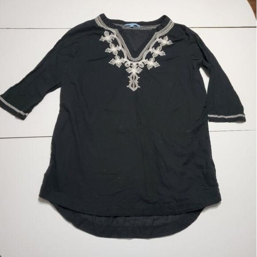 Antonio Melani med 3/4 sleeve crochet v neck black